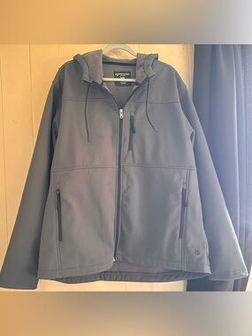 Men's Charcoal Hooded Softshell Jacket- Some staining